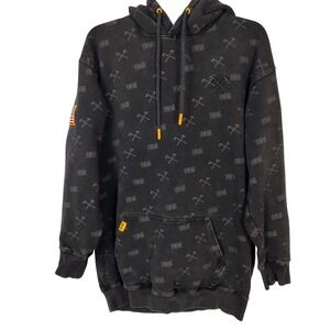 All American Roughneck‎ HWMF Hoodie Washed Black All Over Print Pullover Mens M
